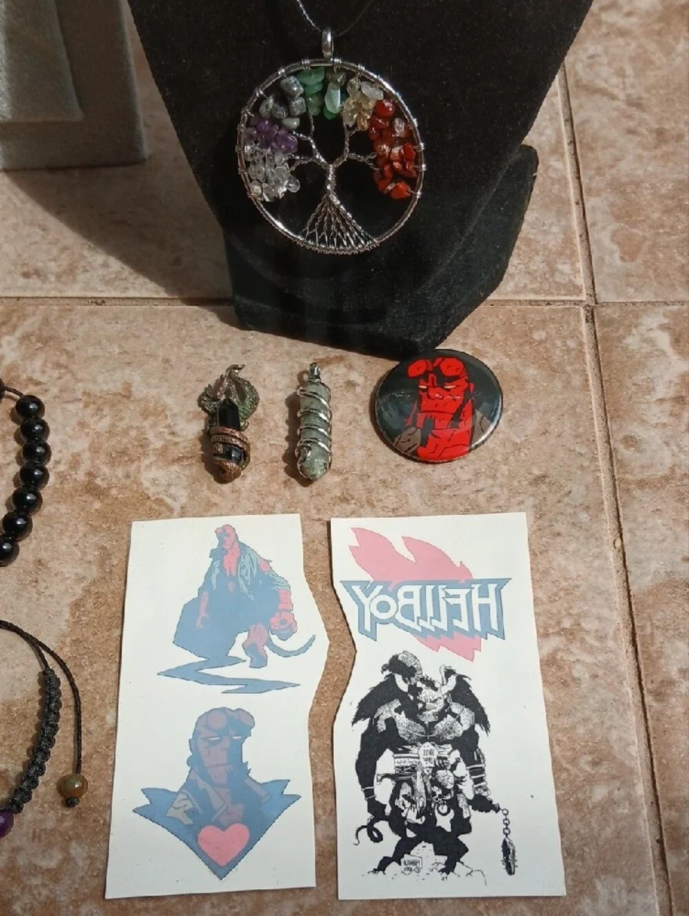 Multicolor Tree of Life Chakra Pendant Necklace, Magnetic Bracelets, Jewelry Lot
